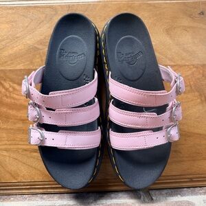 Dr. Martens Pink Triple-Buckle Slide Sandals